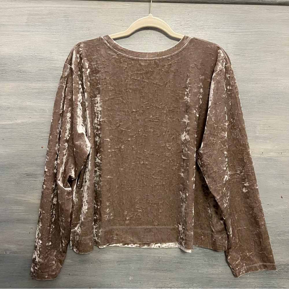 AVA &‎ VIV Champagne Crushed Velvet Scoop Neck Cropped Pullover Top 1X NWT - Picture 5 of 7